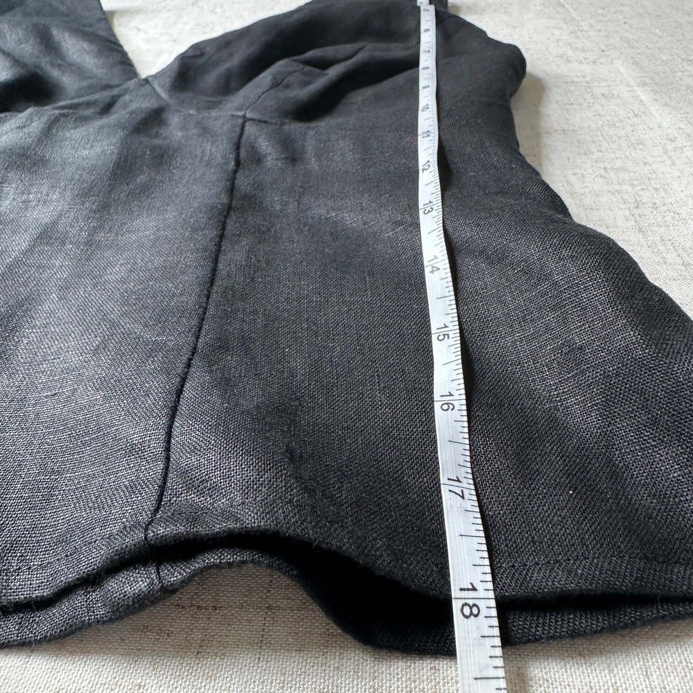 Reformation Evette Linen Top Deep V Black LBT 6 - Picture 4 of 9
